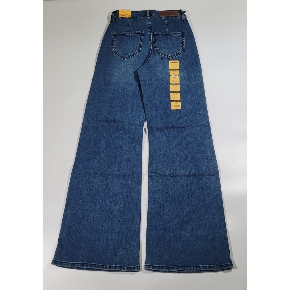 Rock & Roll Denim Women High Rise Flare Jeans Medium Wash Wide Leg 25x32 NEW